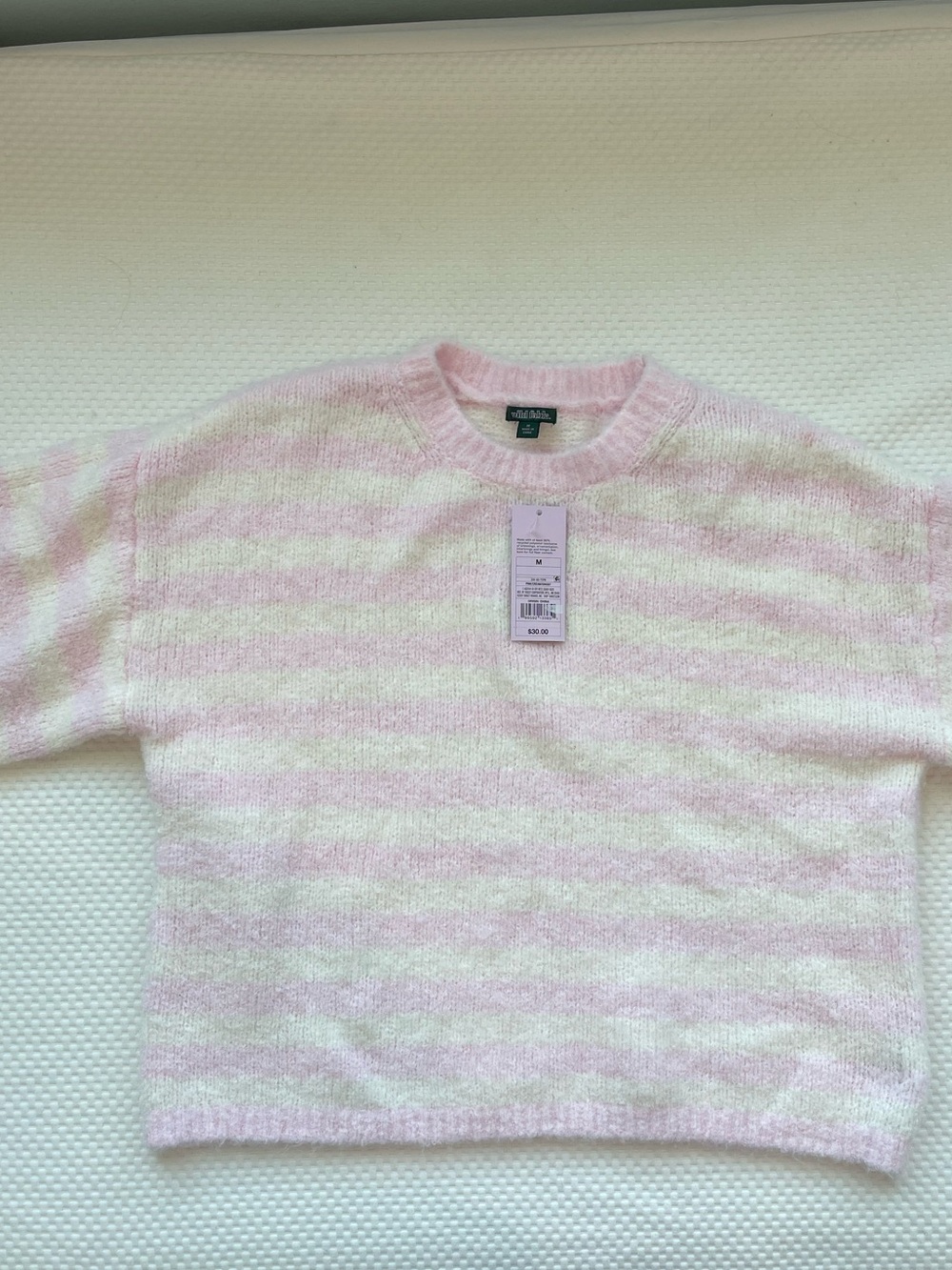 NWT wild fable Pink and White Striped Crewneck Sweater SOFT!!
